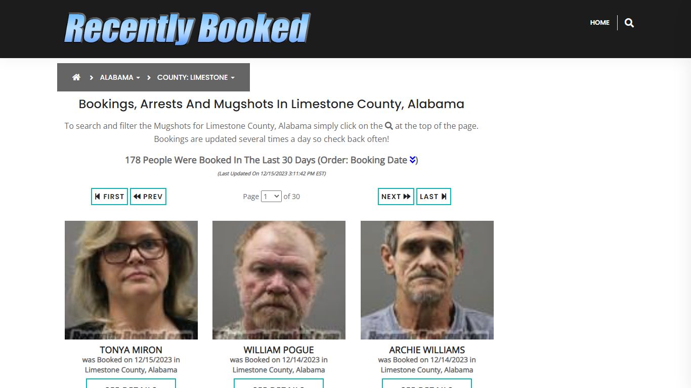 Bookings, Arrests and Mugshots in Limestone County, Alabama